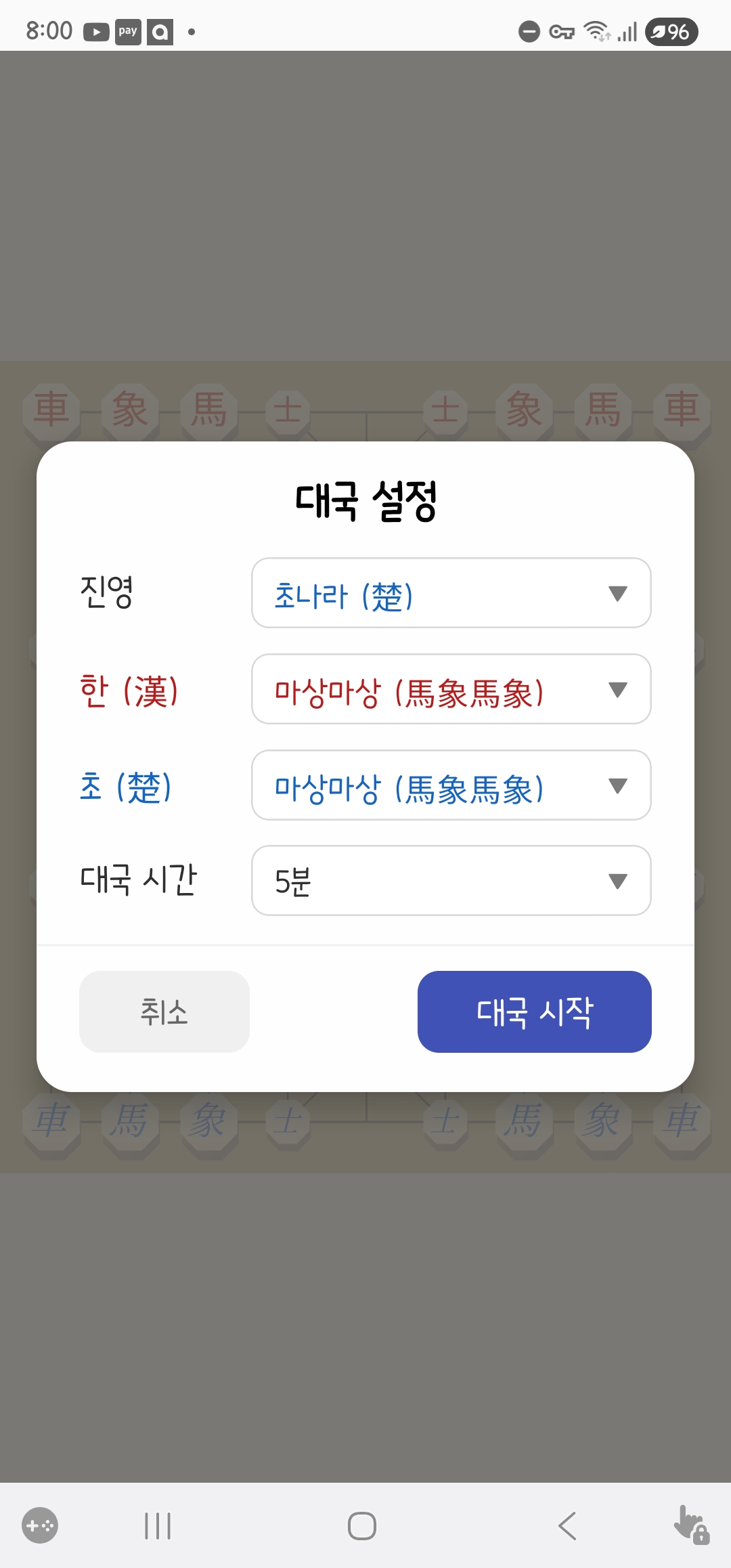 대국 설정